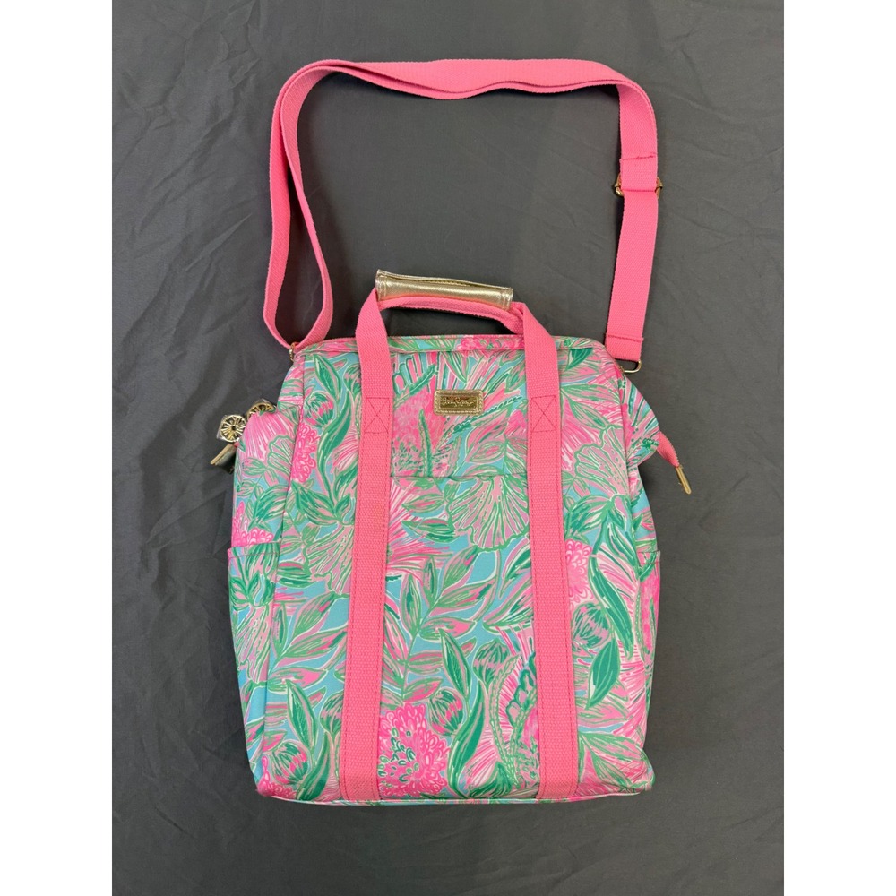 Lilly Pulitzer Backpack Cooler Bag Pink Green Tropical Floral Convertible Strap